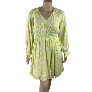 Torrid Mini Wash Gauze Wide Waist Skater Dress Yellow Floral Size L